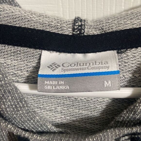 Columbia Heather Gray Cotton Blend Cloth Knit Drawstring Hoodie Women Sz Medium - Picture 3 of 9